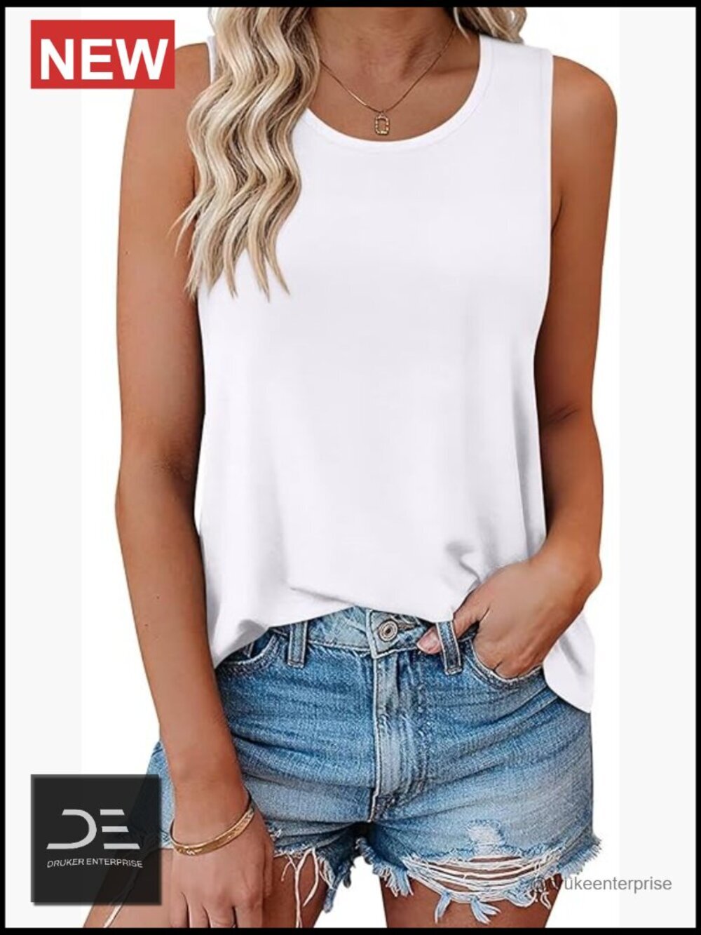Loose Fit Tank Top Sleeveless Crew Neck Summer Casual Blouse